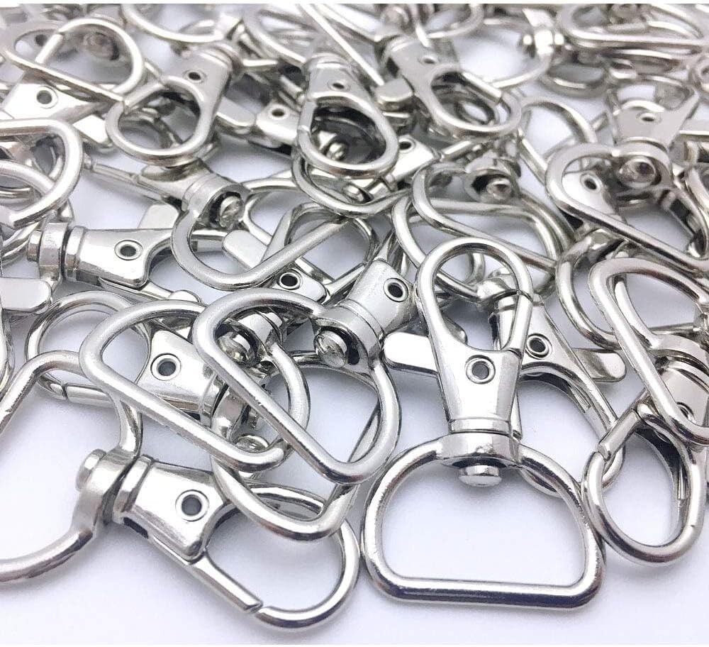 60Pcs Lobster Claw Clasps Wide 3/4" D Ring 360° Trigger Snaps
