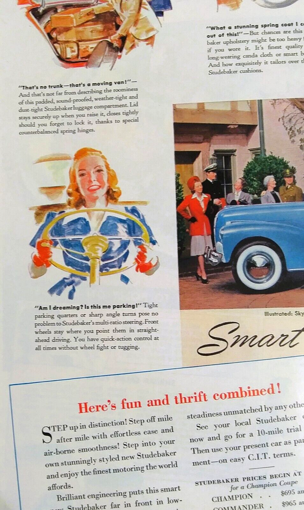1941 Original Studebaker Magazine Ad, Skyway Commander, Fun & Thrift Combined