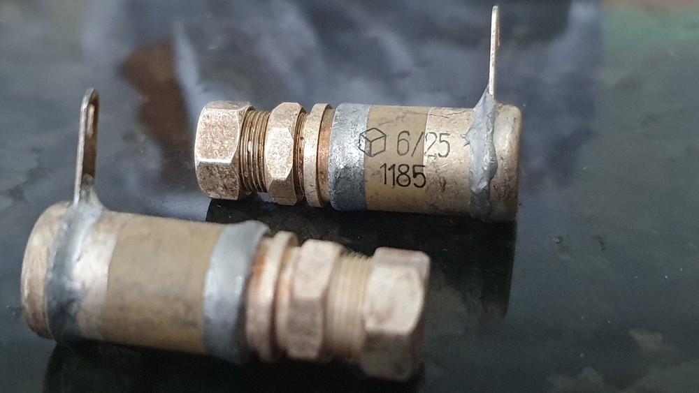 Variable Ceramic Capacitor 6-25pF 500V Silver Plated USSR Lot 4pcs+