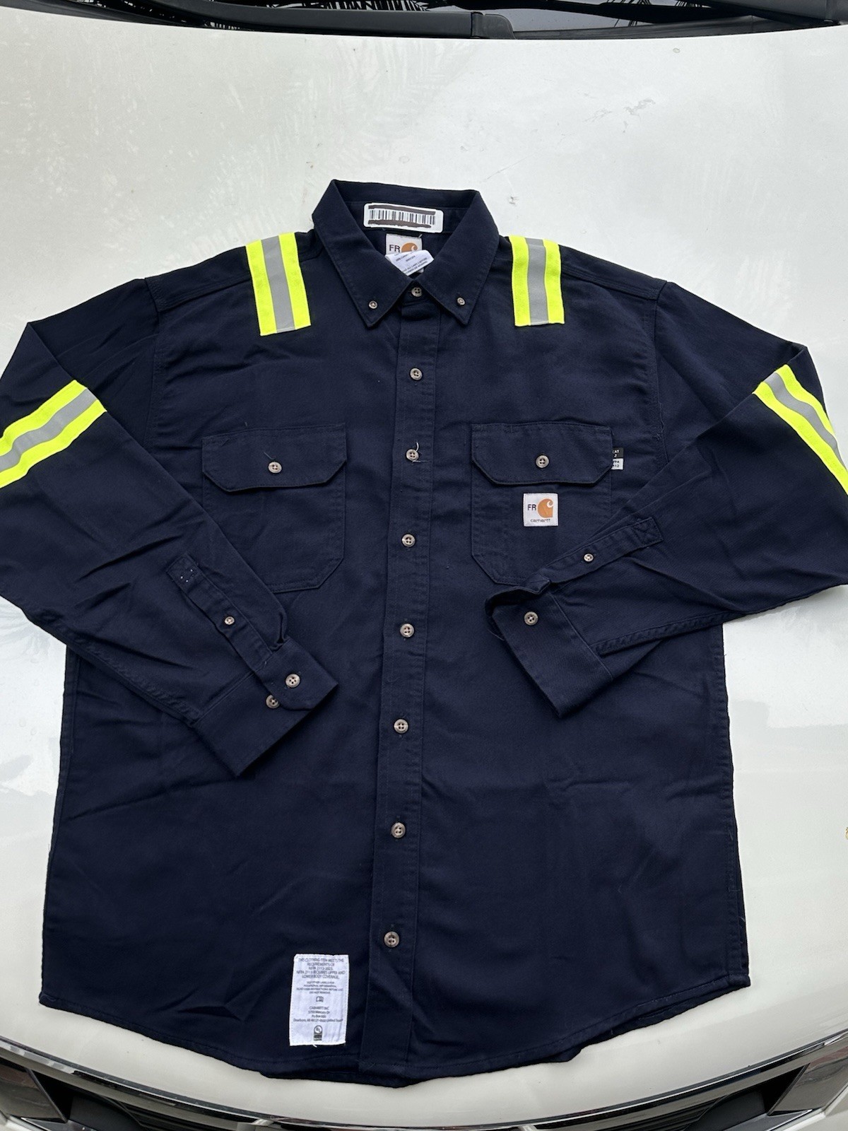 Carhartt FR Hi-Visibility Cotton Work Shirts Large Reg Lot of 2