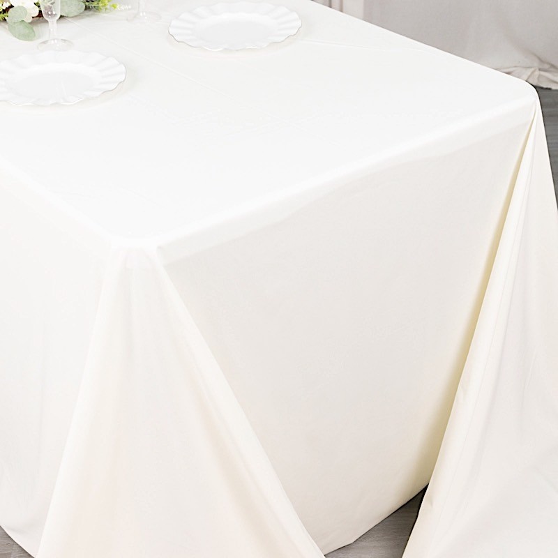 90" x 156" IVORY Scuba Polyester Rectangular TABLECLOTH Party Events Decorations