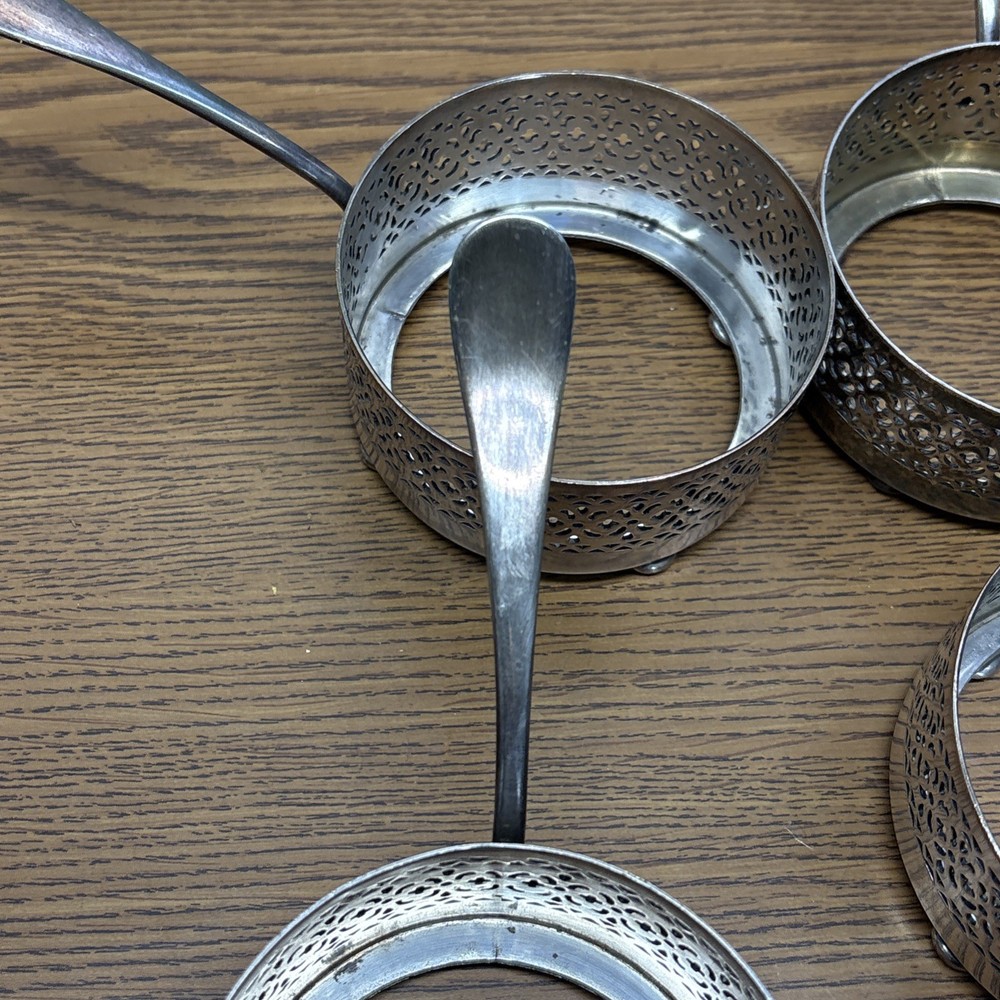 Antique 6 E.G. Webster & Son 1900s Silver Plate Ramkin Springer Austria Holders