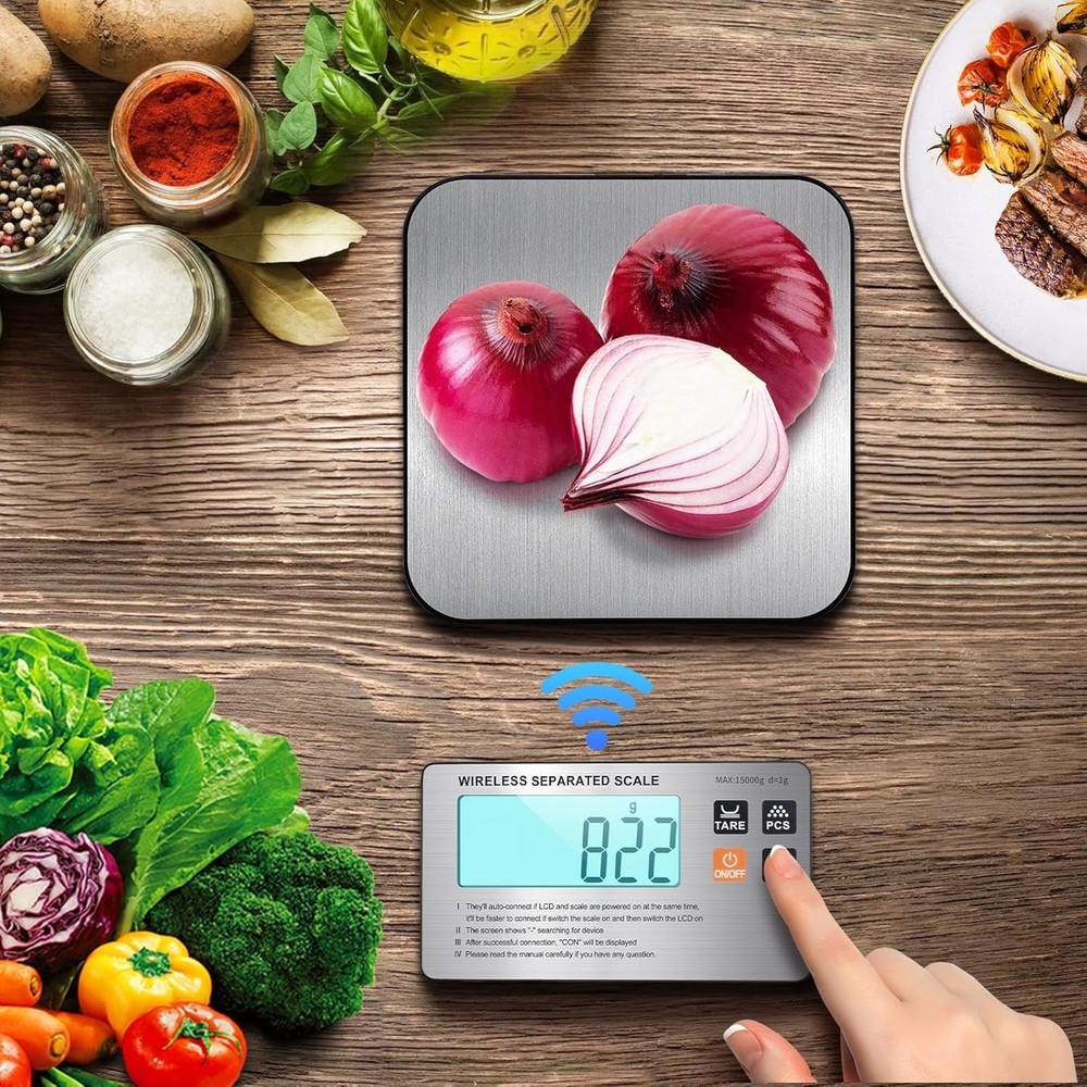 33 lb Wireless Digital Kitchen Scale - Precision With 7 Units, Tare Function