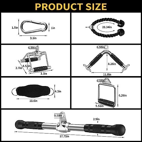 LAT Pulldown Cable Machine Attachment, Triceps Pull Down Accessory for Home Gym