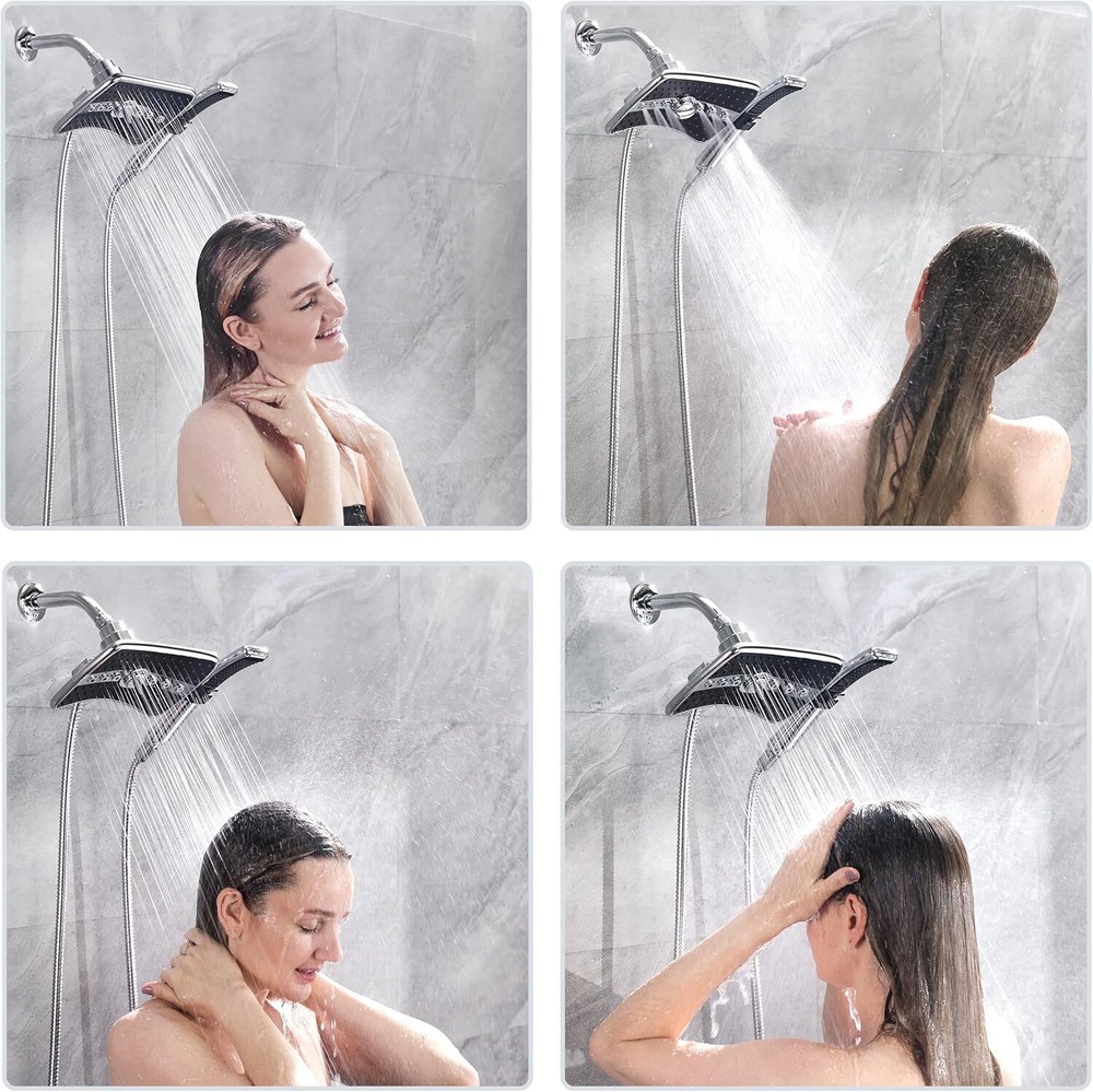 Dual Showerhead Combo Set, Handheld Showerhead Rainfall Showerhead Combo