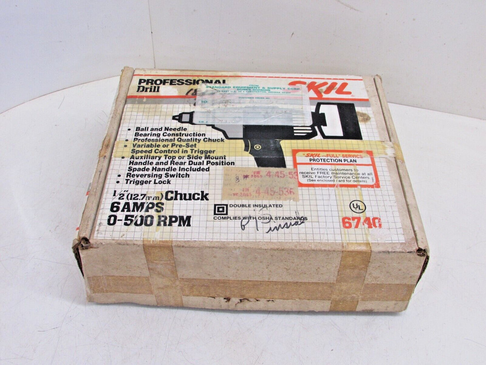 SKIL PROFESSIONAL 1/2” #6740 SPADE HANDLE REVERSIBLE SPEED CONTROL TRIGGER DRILL