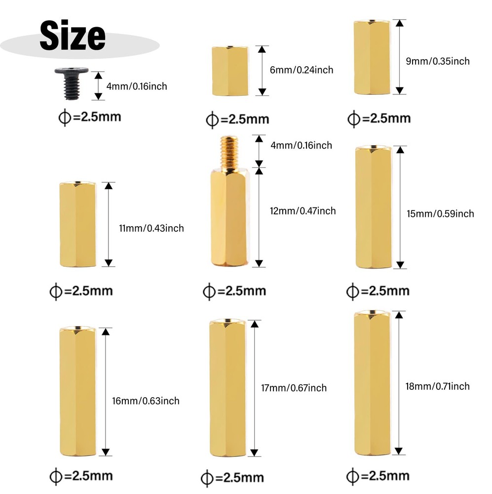 64PCS Brass Spacers Standoffs Screws Assortment Kit for Raspberry Pi 5 & M.2 ...