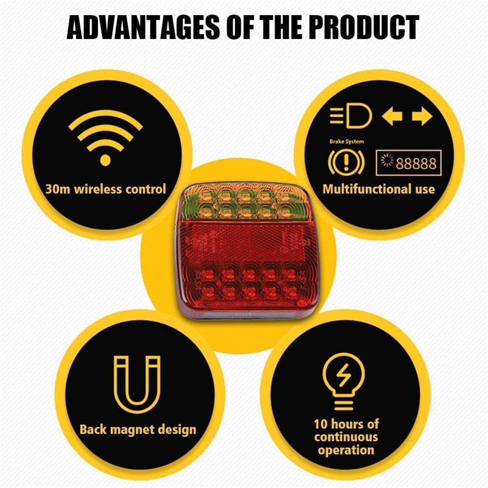 Wireless Trailer Tail Lights, Magnetic Towing Tail Light Replacement For Trailer
