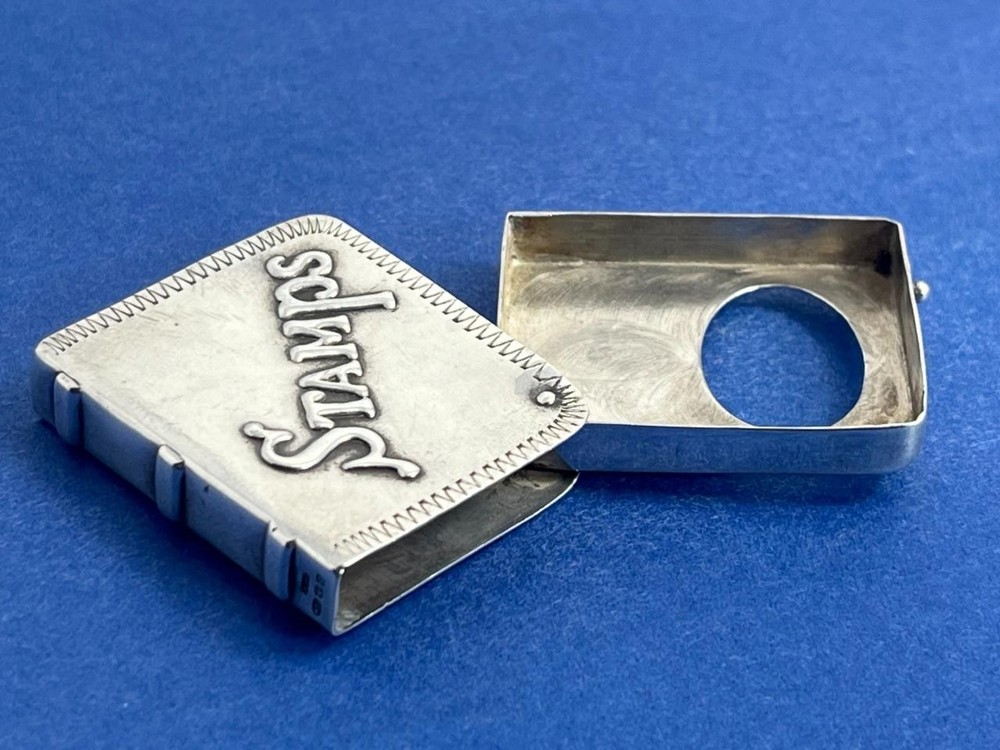 NICE VINTAGE SOLID SILVER STAMP BOX / CASE LON 1990