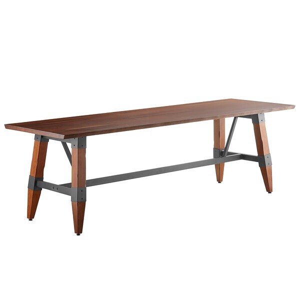 30" x 96" Rectangular Solid Wood Live Edge Restaurant Table Top in Walnut Wood