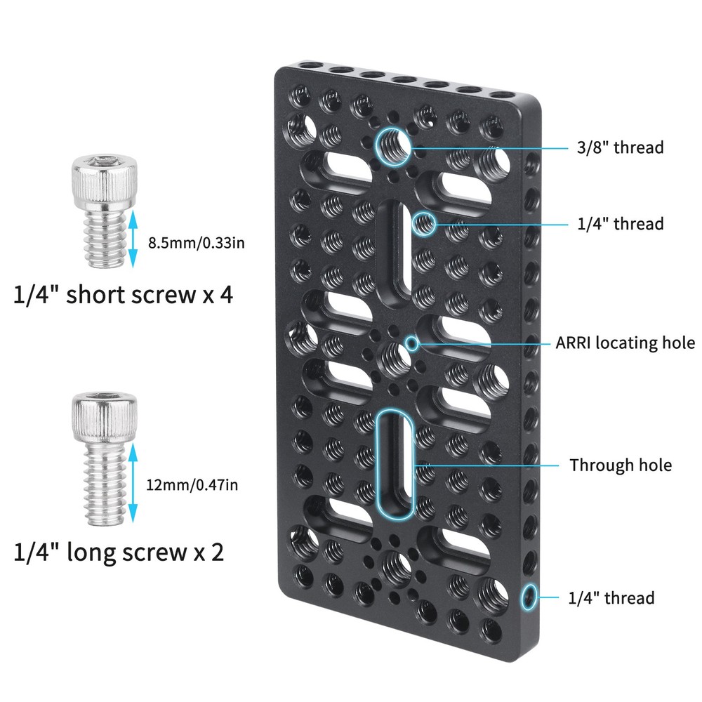 Multi-Functional Cheese Plate with 1/4" & 3/8" Threads, ARRI Locating，for Camera