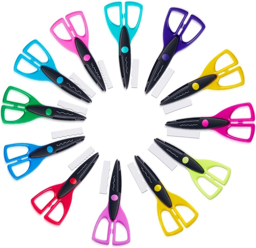 Decorative Craft Scissors, 12 Pattern Edge Scissors Set, Zig Zag Scrapbook Sc...