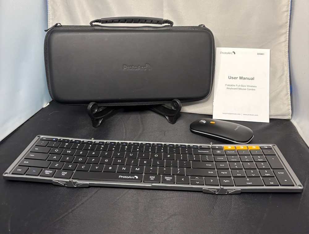 ProtoArc Foldable Keyboard and Mouse, XKM01 True Full-Size Folding w/ Carry Case