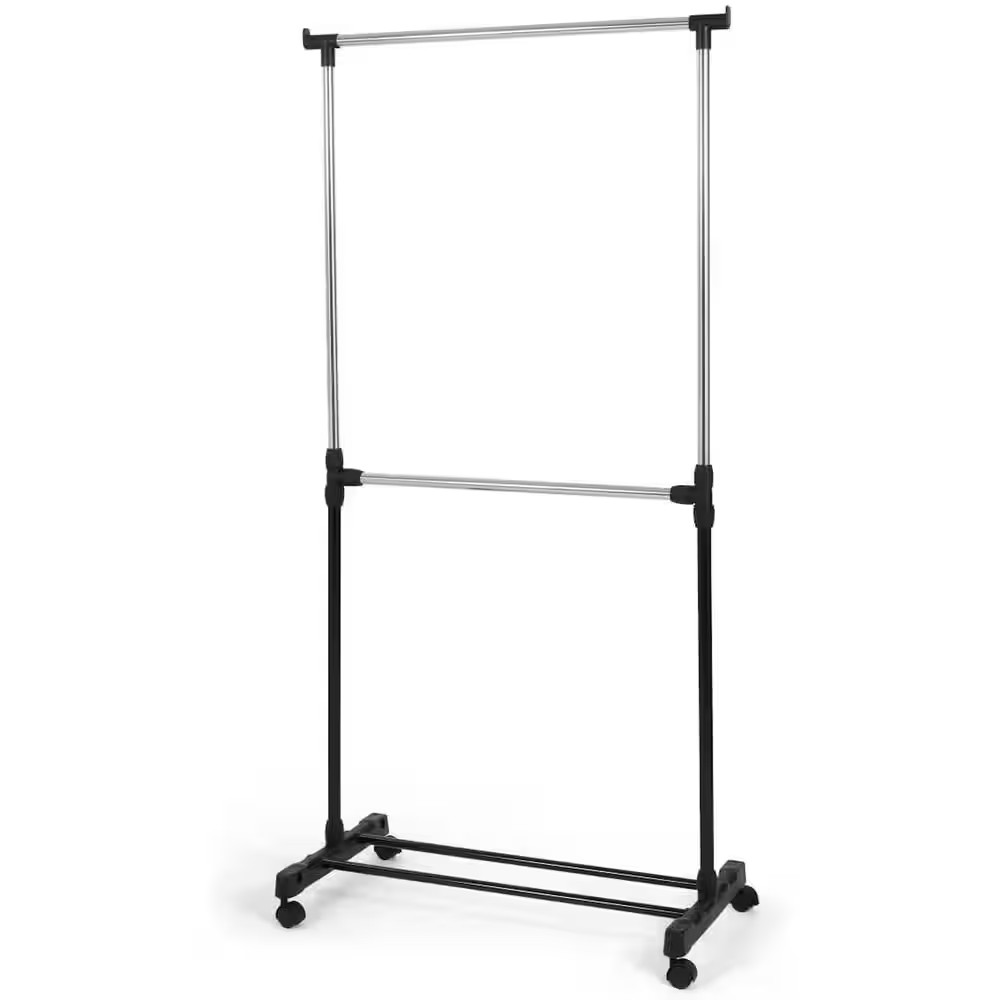 Silver Two Tier Aluminum Garment Clothes Rack