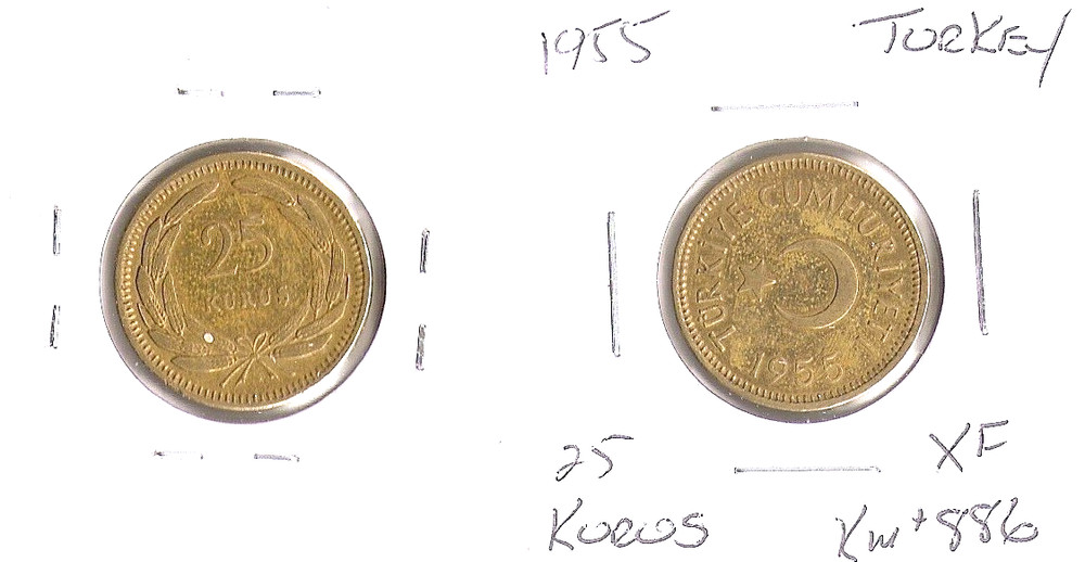 Turkey 25 KURUS 1955 High grade!!!!