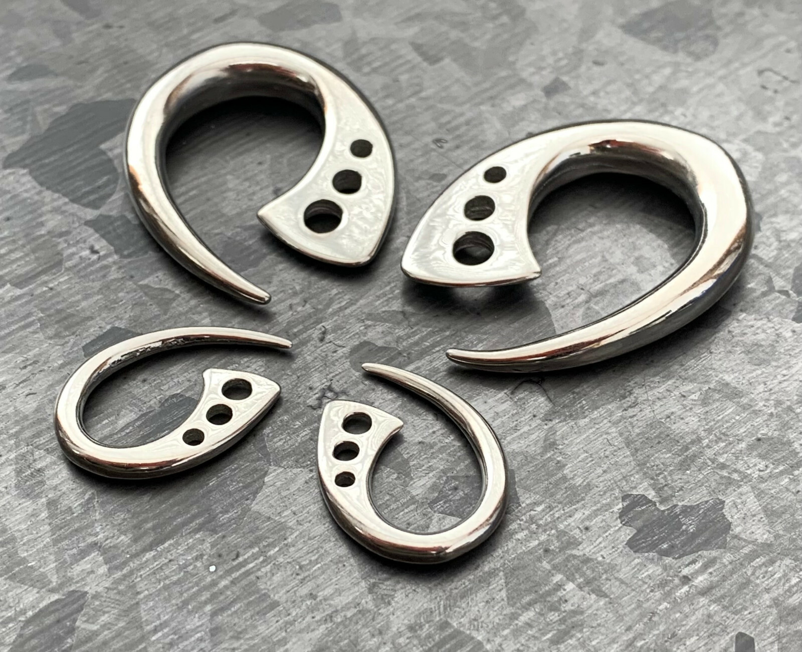 PAIR Surgical Steel Terrestrial Fin Tapers Ear Plug Earring Gauge Lobe Expander