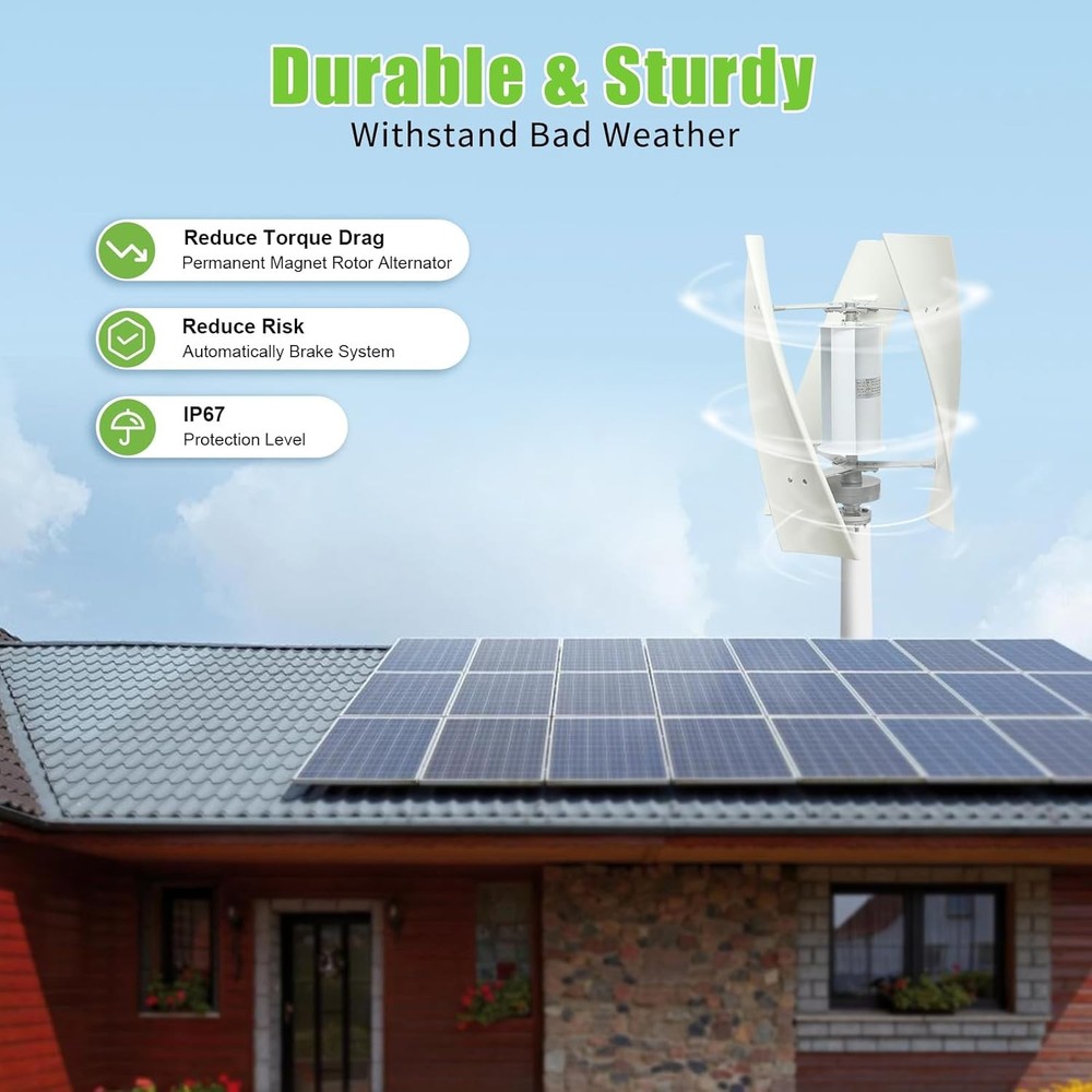 3000W 24V Vertical Axis Wind Turbine Generator 3 Blades with Controller Copper