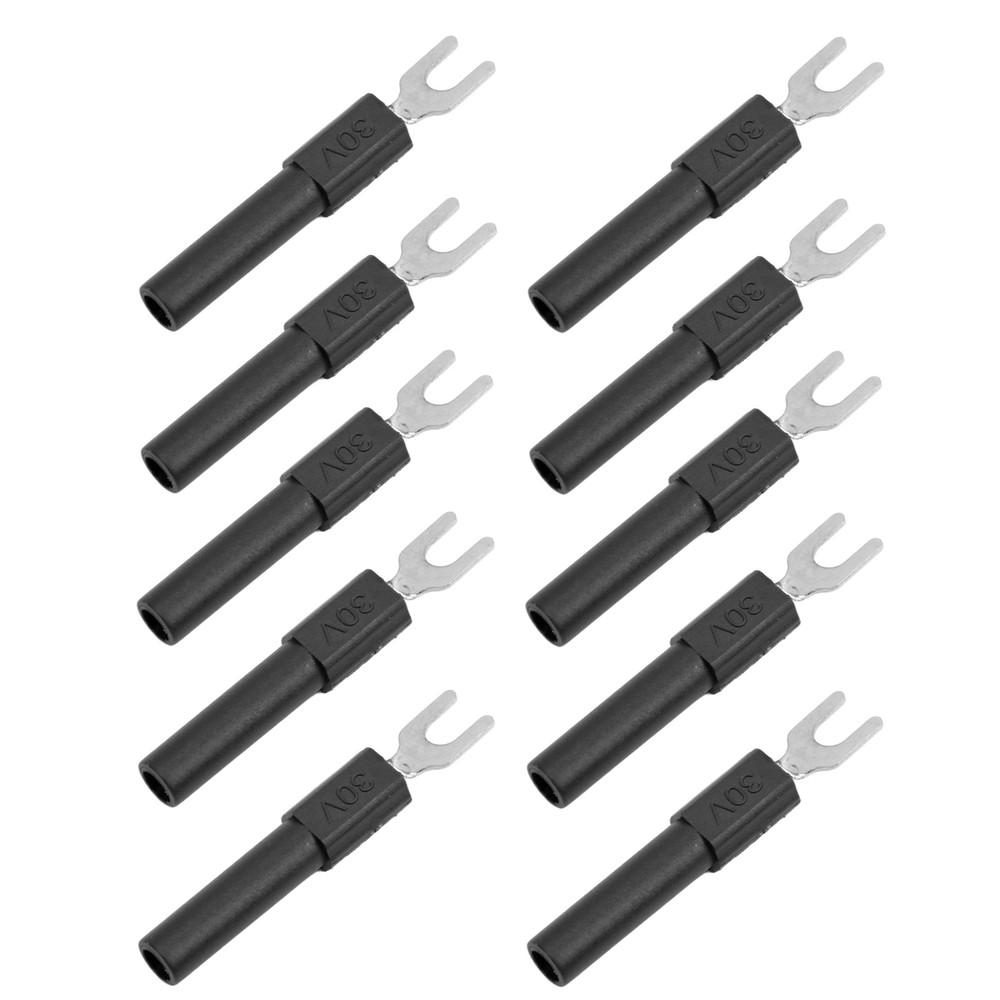 10pcs 4mm Fork Spade Wire Connectors U-Type Crimp Terminal Black