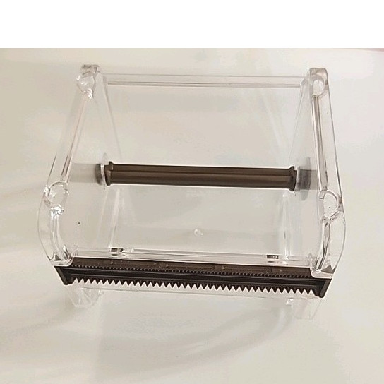 1pc Clear Washi Tape Dispenser Cutter Transparent 2 Serrated Bars Abs Stackable