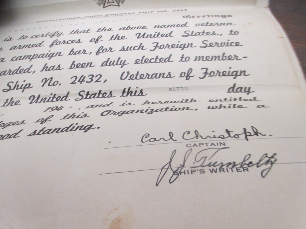 WWII Discharge Papers USMC Leather Case