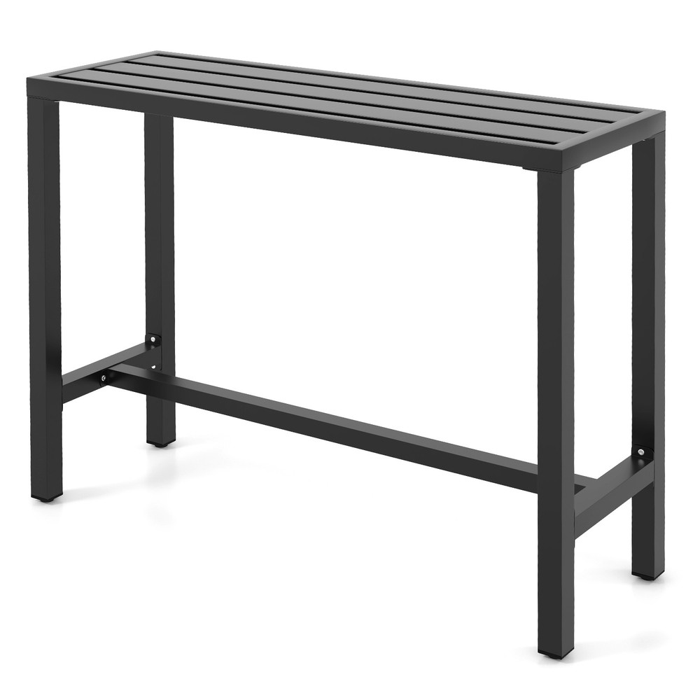 Outdoor Metal Bar Table 48" Patio Rectangular Counter Height Dining Table Black