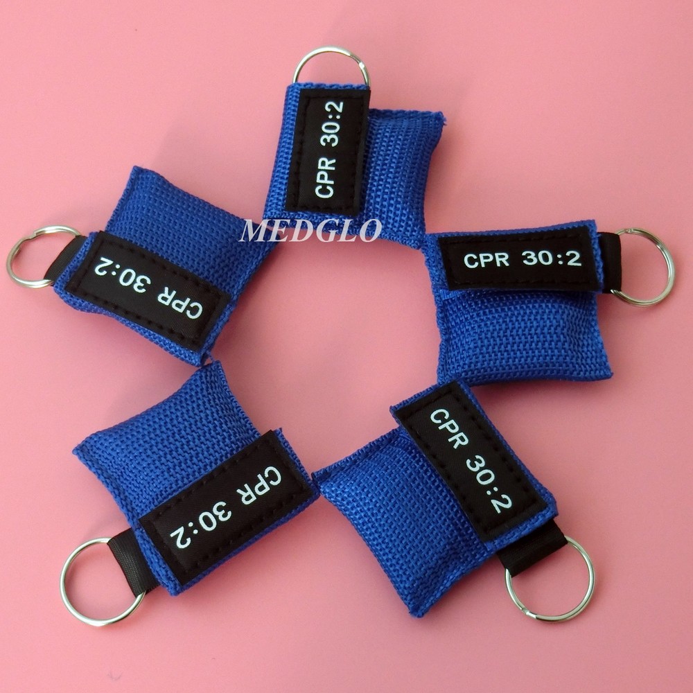 50pcs CPR MASK WITH KEYCHAIN CPR FACE SHIELD FIRST AID RESUSCITATOR FOR AED