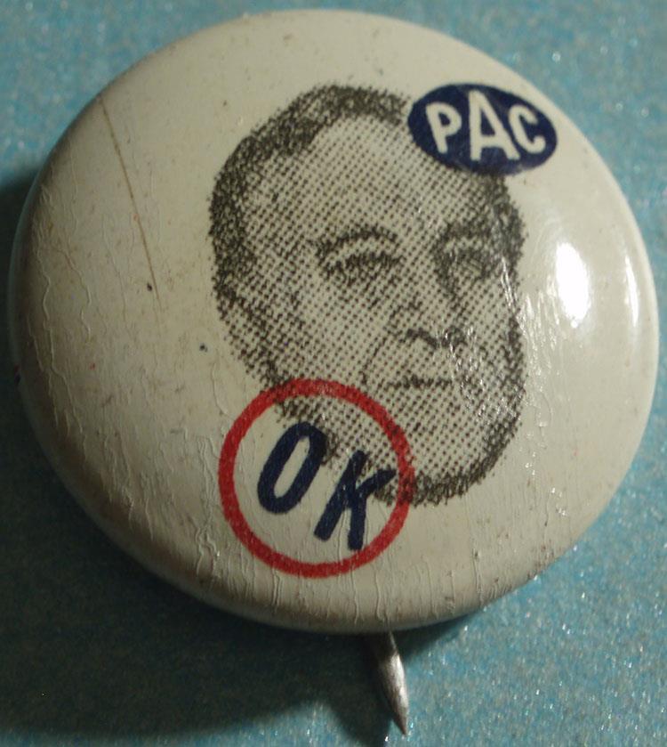 FOURTH Term(!) FRANKLIN DELANO ROOSEVELT and THE FIRST Ever "PAC" Pinback BUTTON