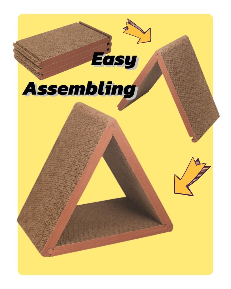 Cat Scratcher Cat Scratching Board - Foldable - Triangle 6 Usable Sides Scrat...