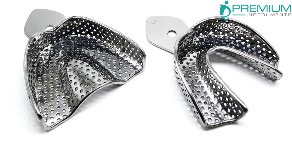 4 Pcs Dental Impression Perforated Large Trays Upper Lower Instruments