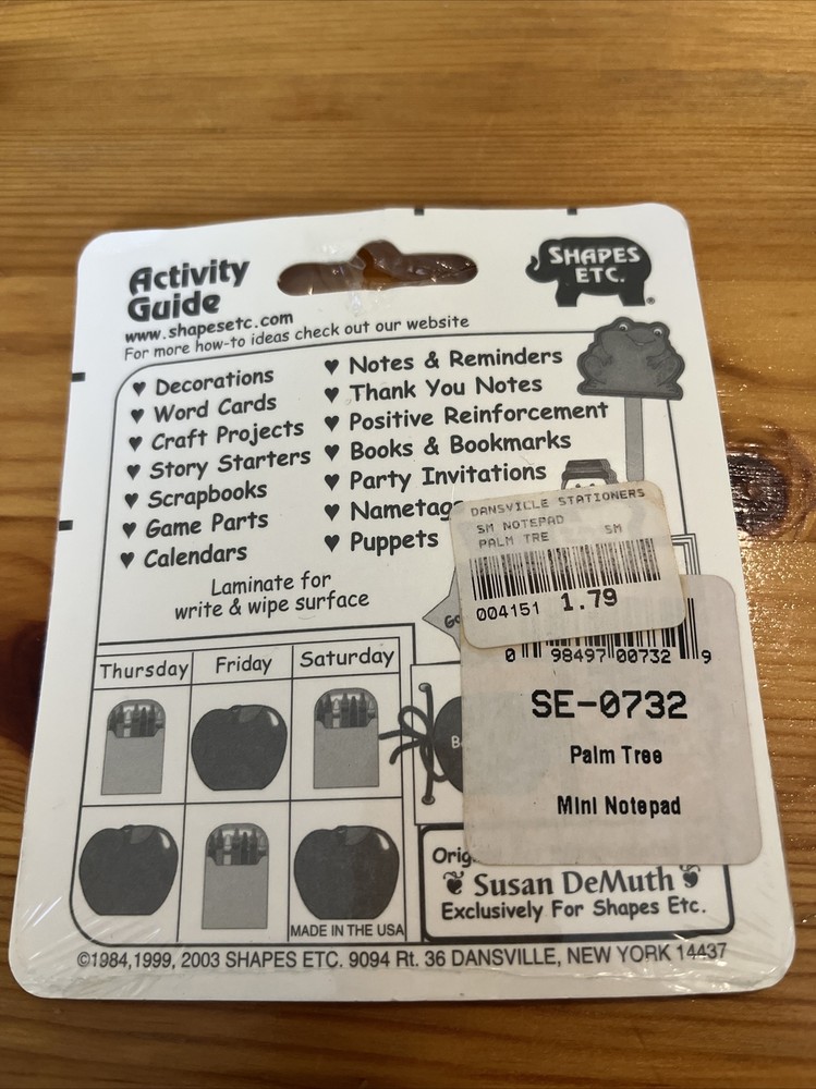 Palm Tree Mini Notepad 35 Sheets Shape Shapes ETC. Teacher Homeschool New 2003