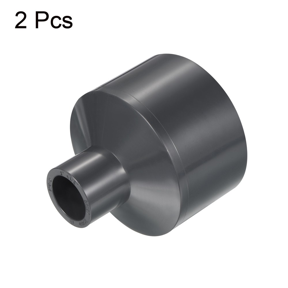 2pcs 2"x1/2" SCH80 UPVC Reducer Pipe Fitting Straight Coupling Connector, Grey