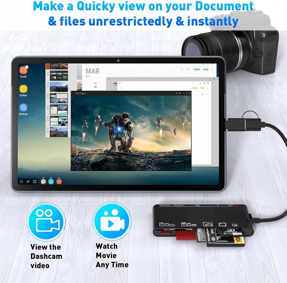 Multi USB 3.0 Memory Card Reader 7 in 1 Adapter Hub for SD CF TF Micro SD XD MS
