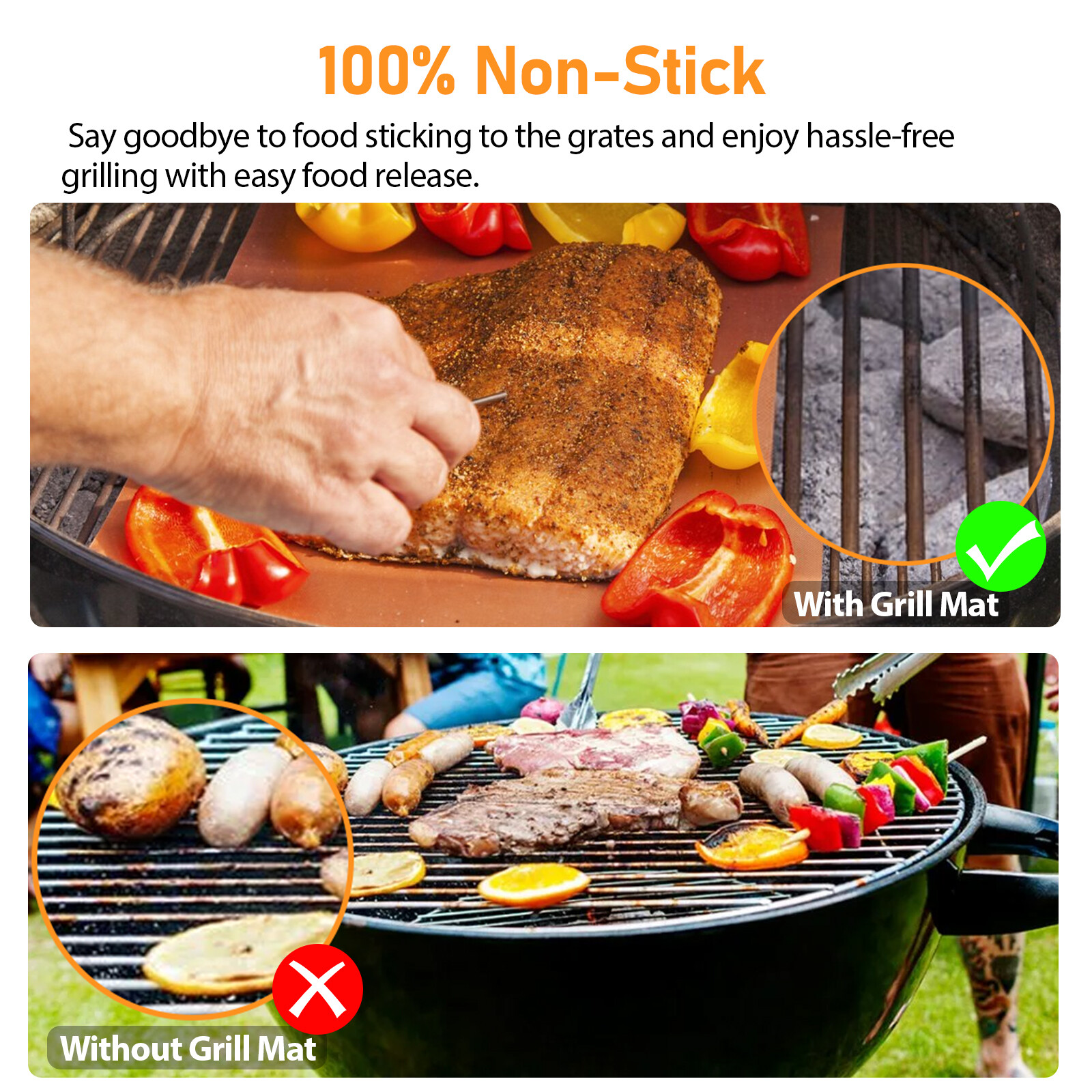 5Pcs BBQ Copper Grill Mats Outdoor Barbecue Cooking Baking Non Stick Reusable