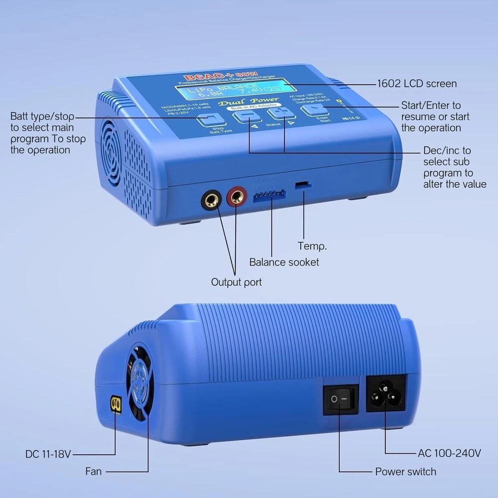 6A Digital RC Battery Charger with Fire-Proof Design & Multi-Mode Functionality
