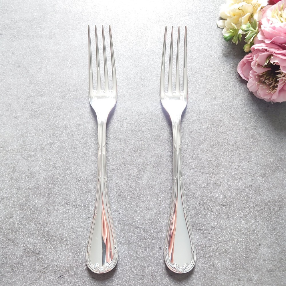 Christofle Rubans Table Fork 2pcs Silverplate Flatware Excellent