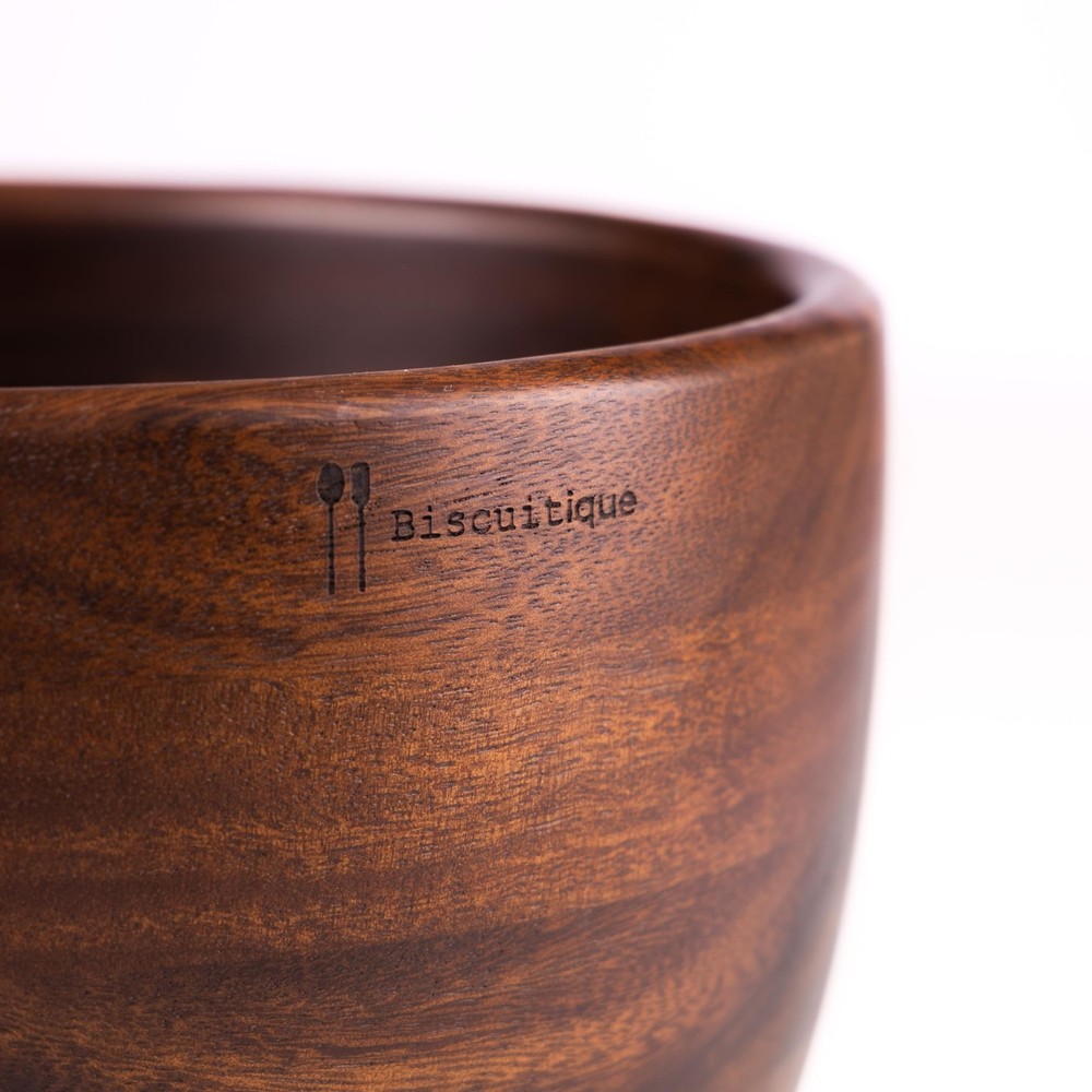 Biscuitique Solid American Walnut Wood Mixing Bowl Compatible with Kitchen Aid T