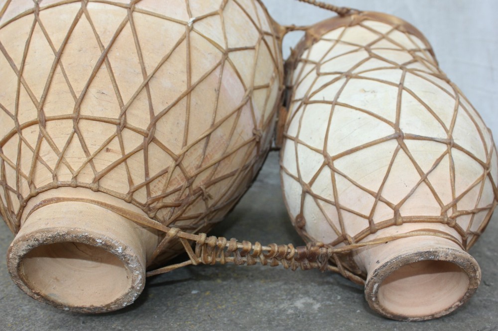 Rustic Clay Double Drum, Handcrafted Ethnic Percussion Instrument