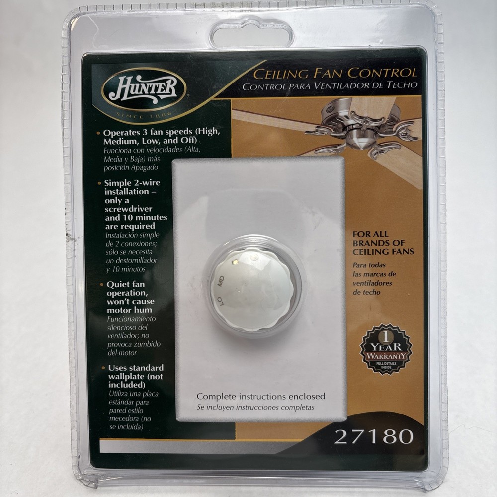 Hunter Ceiling Fan Control Model 27180 ~ New/Sealed, 3 speed, easy install