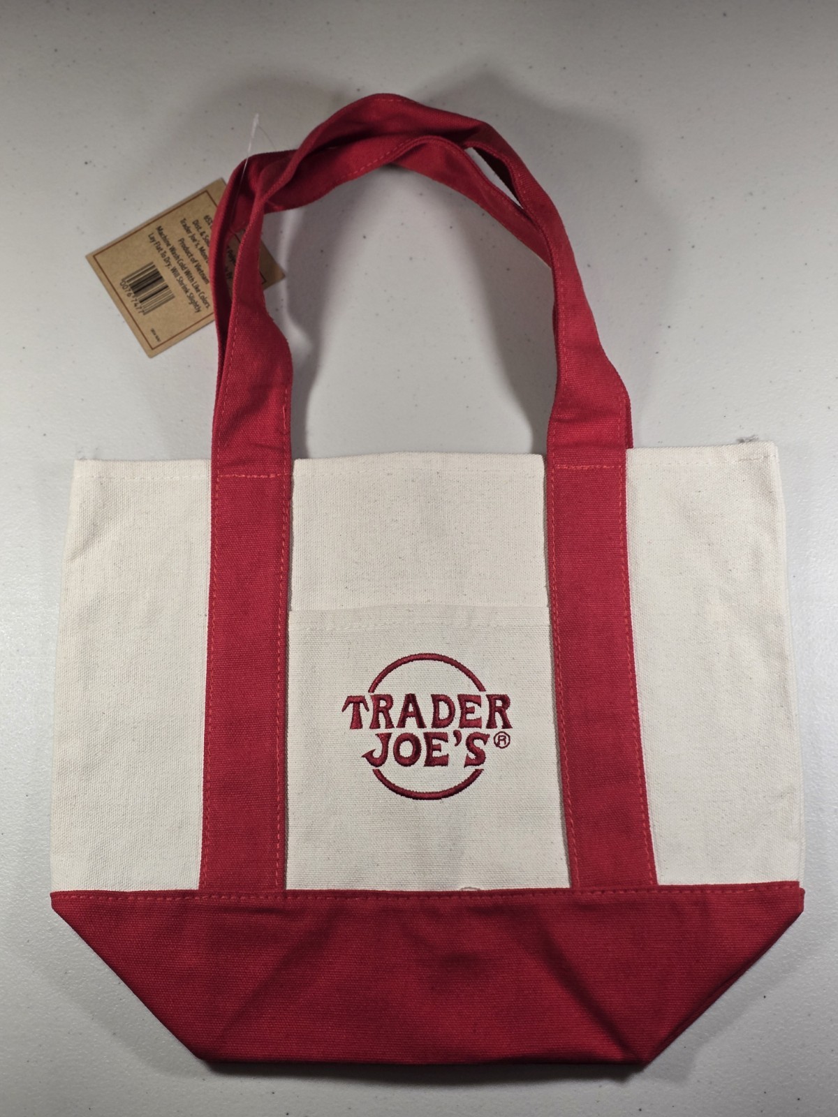 Trader Joe’s Mini Canvas Tote Bag RED • Grocery Shopper Bag • New With Tags