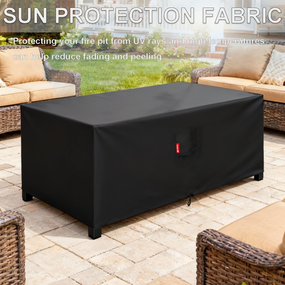Fire Pit Cover Rectangular 50"L x 25"W x 24"H,Waterproof,Heavy Duty 600D Poly...
