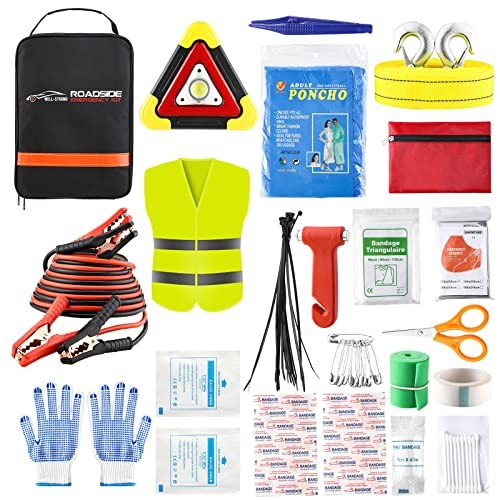 Car Roadside Emergency Kit with Reflective Warning Triangle, Assistance Kit