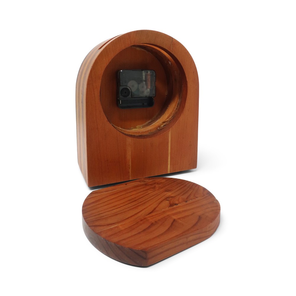 1970s Handcrafted Laminated Wood Desk Clock