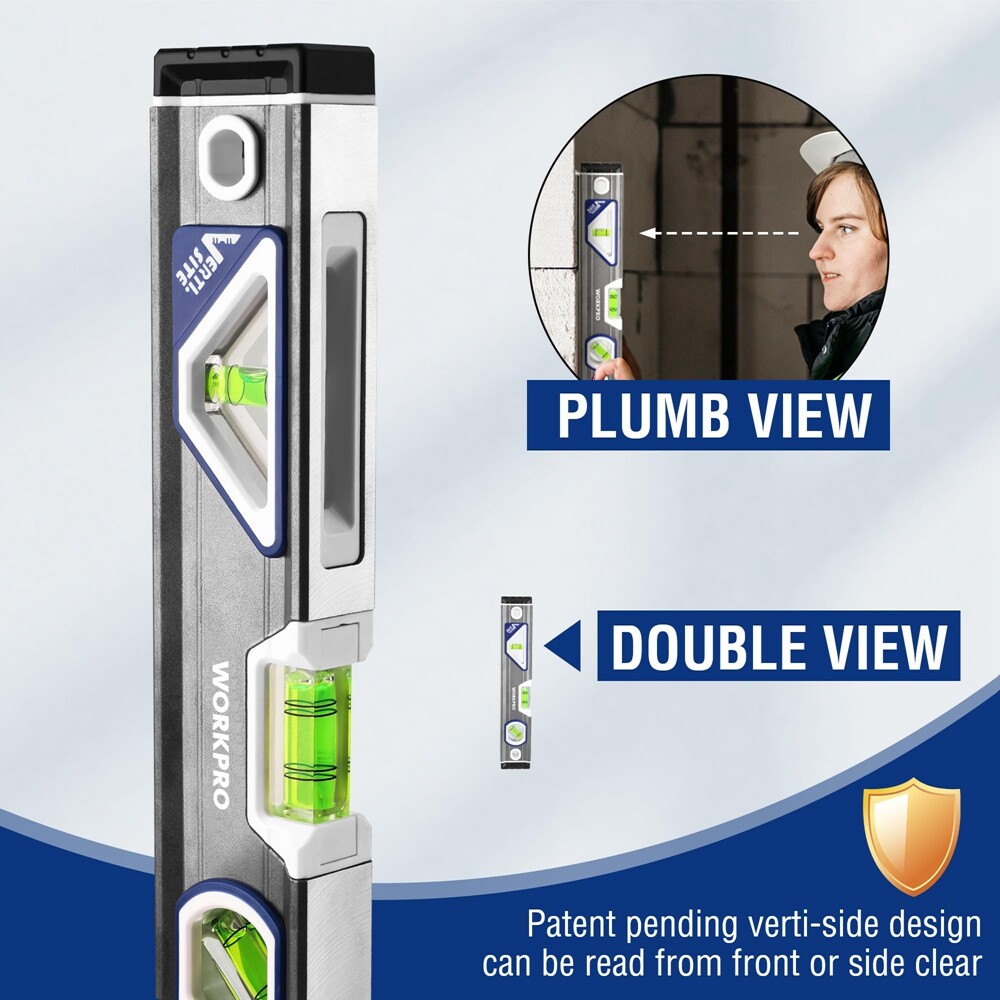 WORKPRO 10 Inch Torpedo Level Small leveler tool 3 Different Bubble 45°/90°/180°