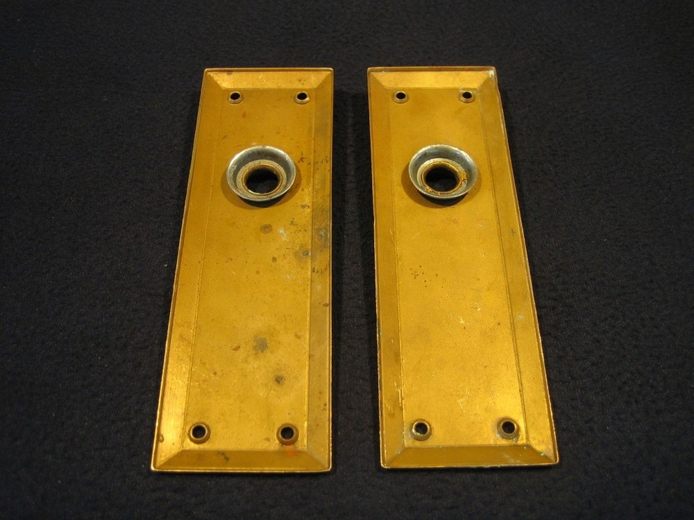 Antique Mortise Knob Latch Lock Brass Knobs & Plates - Refurbished - Yale #1016