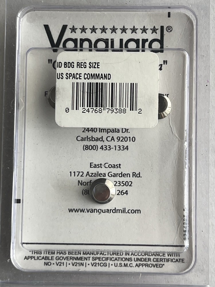United Stated Space Command ID Badge Pin Vanguard New