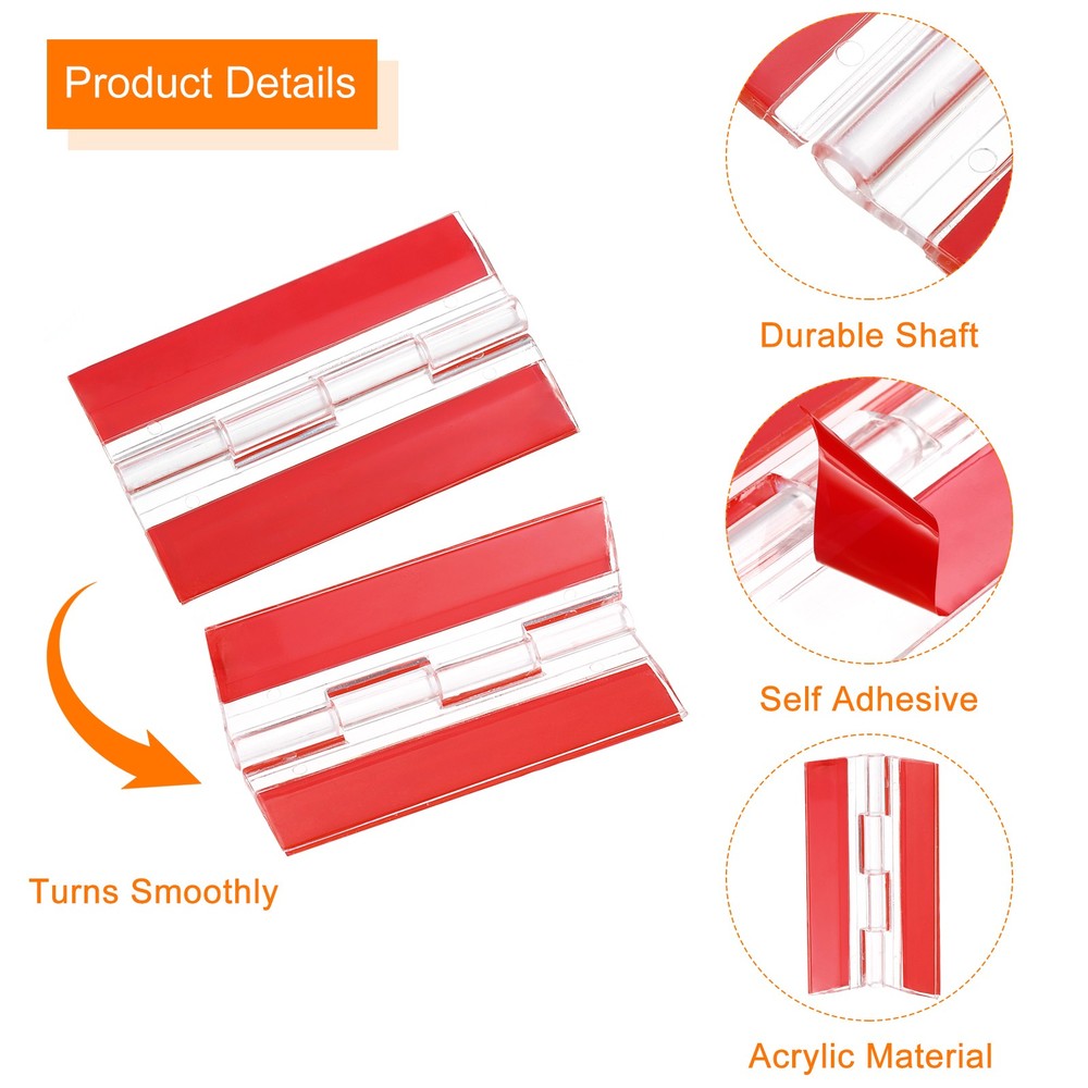 2pcs acrylic hinges, 65x40mm self-adhesive transparent hinge