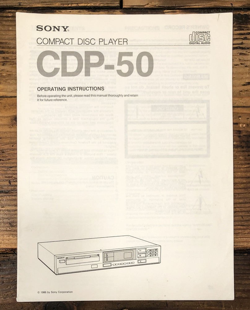 Sony CDP-50 CD Player Owners / User Manual *Original*