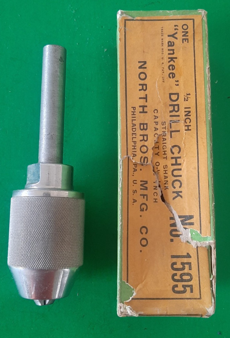 NOS 1/2" Inch Capacity Yankee Drill Chuck No. 1595 Straight Shank North Bros MFG