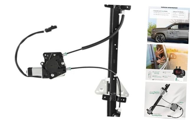Front Driver Side Power Window Regulator with 2-Pin Motor Assembly for Dodge