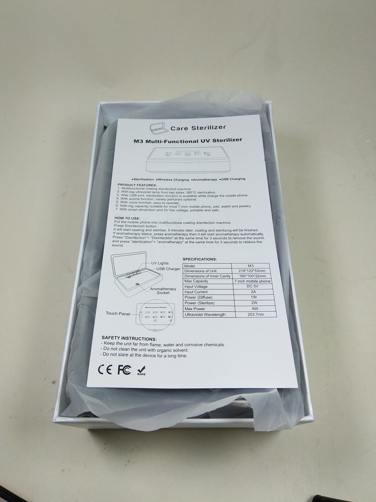 Care Mobile phone Sterilizer M3 - Black (Open Box - NEW)